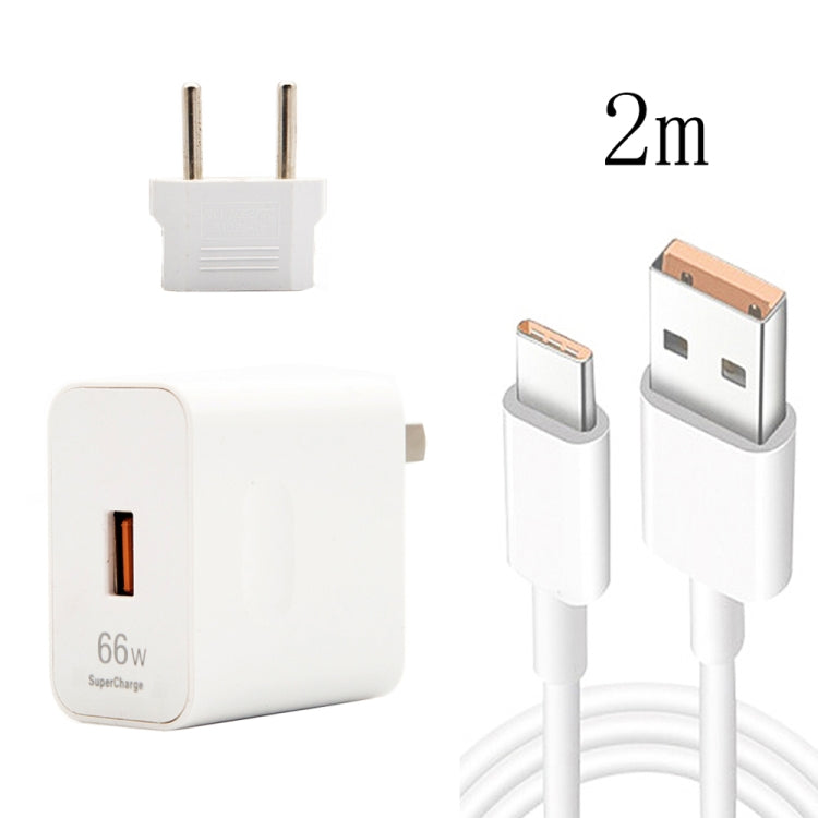 شاحن سفر USB سريع 66W مع رأس تحويل قابس أوروبي + كابل بيانات شحن فلاش USB إلى Type-C 6A، قابس أوروبي، قابس أوروبي (1م)، قابس أوروبي (1.5م)، قابس أوروبي (2م)