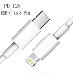 XJ-61 كابل شحن سريع PD بقوة 12 واط USB-C / Type-C إلى 8 Pin، 1م، 1.5م، 2م