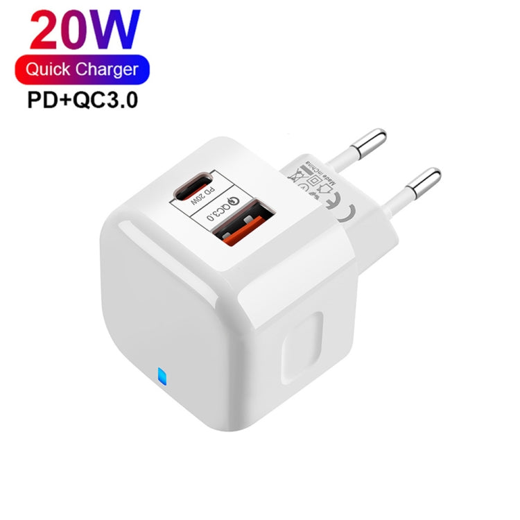 شاحن سفر شحن سريع مزدوج YSY-6087PD 20W PD3.0 + QC3.0 مع كابل بيانات USB إلى Micro USB، قابس أوروبي، قابس أمريكي، قابس بريطاني