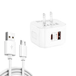 شاحن سفر شحن سريع مزدوج YSY-6087PD 20W PD3.0 + QC3.0 مع كابل بيانات USB إلى Micro USB، قابس أوروبي، قابس أمريكي، قابس بريطاني