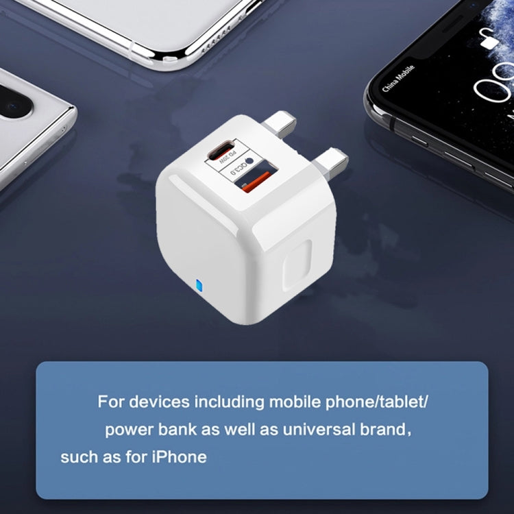 شاحن سفر سريع مزدوج YSY-6087PD بقوة 20 واط PD3.0 + QC3.0 مع كابل بيانات USB إلى Type-C، قابس الاتحاد الأوروبي، قابس الولايات المتحدة، قابس المملكة المتحدة