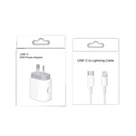 محول طاقة شاحن سريع للسفر PD بقدرة 20 واط PD 3.0 مع كابل بيانات شحن سريع USB-C / Type-C إلى 8 دبابيس، قابس أستراليا