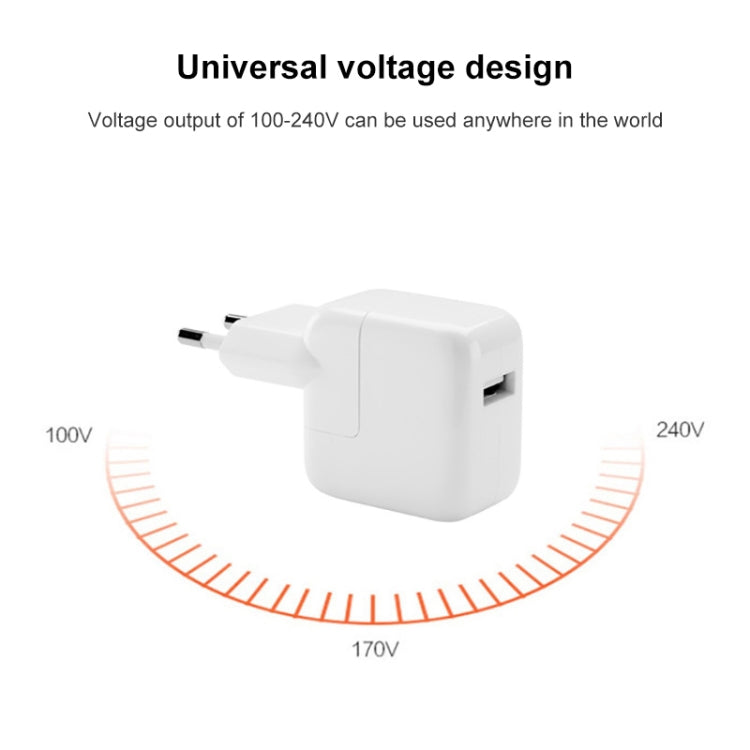 شاحن سفر بمنفذ USB بقوة 12 واط لسلسلة iPad / iPod / iPhone، قابس أوروبي