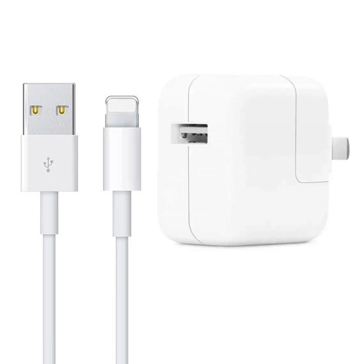 شاحن USB بقوة 12 واط + كابل بيانات USB إلى 8 سنون لسلسلة iPad / iPhone / iPod، قابس أمريكي