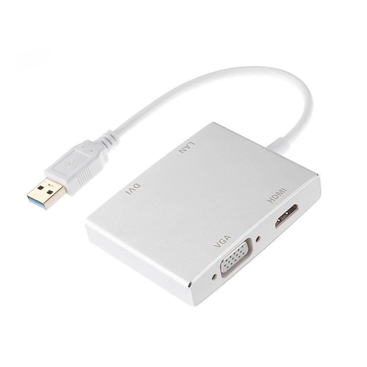 محول بطاقة شبكة USB 3.0 4 في 1 إلى VGA + HDMI + DVI + RJ45 WS-03