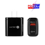 شاحن سريع TE-PD01 بمنفذين USB PD 20 واط + QC3.0 مع ضوء مؤشر، قابس الولايات المتحدة، قابس الولايات المتحدة