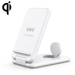محطة شحن لاسلكي سريعة قابلة للطي 3 في 1 بقدرة 15W Qi مع حامل هاتف لهواتف iPhone وساعات iWatch وسماعات AirPods