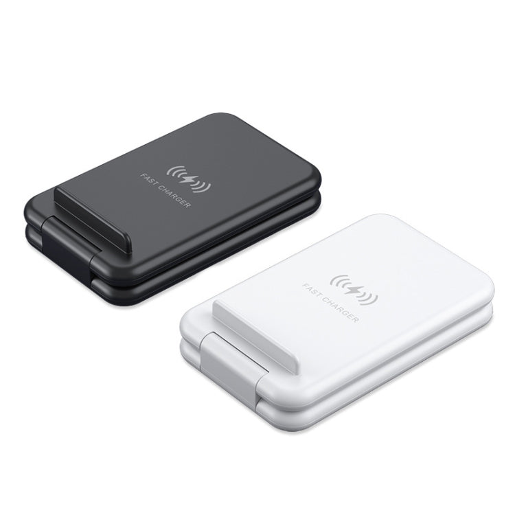 محطة شحن لاسلكي سريعة قابلة للطي 3 في 1 بقدرة 15W Qi مع حامل هاتف لهواتف iPhone وساعات iWatch وسماعات AirPods
