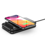 محطة شحن لاسلكي سريعة قابلة للطي 3 في 1 بقدرة 15W Qi مع حامل هاتف لهواتف iPhone وساعات iWatch وسماعات AirPods