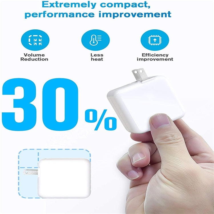 محول طاقة محمول 30 واط USB-C / Type-C للابتوب مع كابل شحن USB-C / Type-C بطول 1.8 متر، قابس الولايات المتحدة 30 واط، قابس الاتحاد الأوروبي 30 واط، قابس المملكة المتحدة 30 واط، قابس أستراليا 30 واط