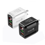 شاحن سريع F002C QC3.0 USB + USB 2.0 مع شاشة رقمية LED للهواتف المحمولة والأجهزة اللوحية، قابس الولايات المتحدة، قابس الولايات المتحدة