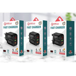 شاحن سريع F002C QC3.0 USB + USB 2.0 مع شاشة رقمية LED للهواتف المحمولة والأجهزة اللوحية، قابس المملكة المتحدة، قابس المملكة المتحدة