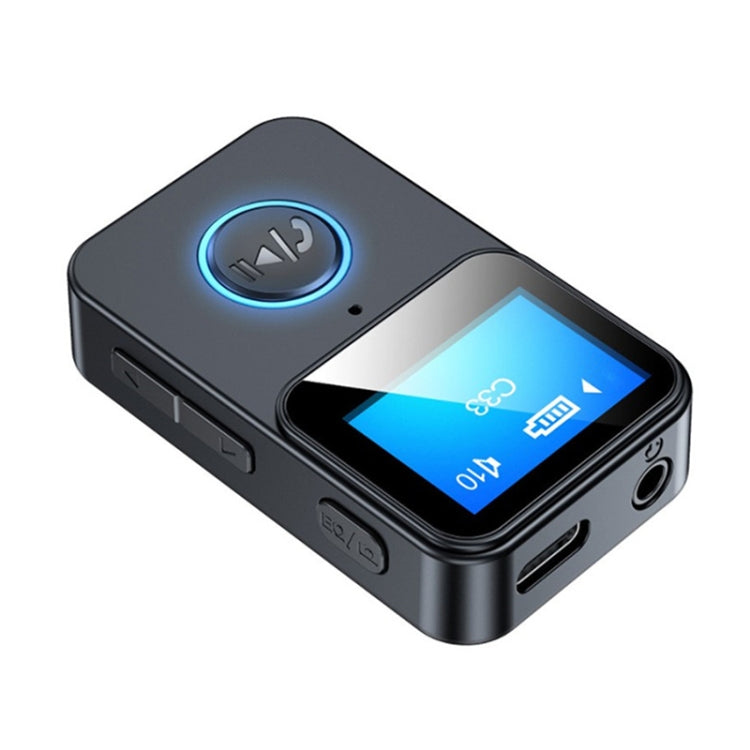 مستقبل ومرسل صوت بلوتوث 5.0 C33 مشغل MP3 محمول مع شاشة LCD يدعم التحكم عن بعد والكاميرا