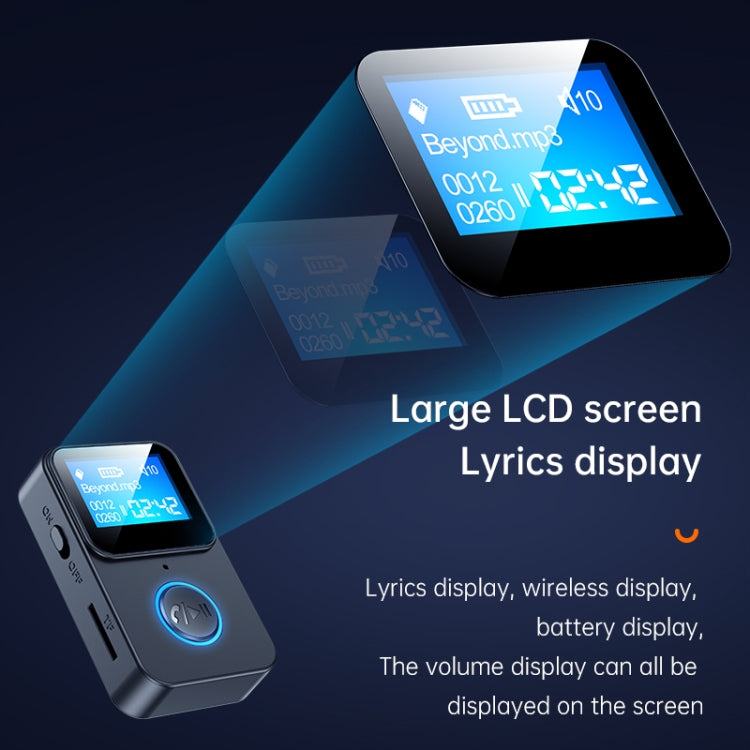 مستقبل ومرسل صوت بلوتوث 5.0 C33 مشغل MP3 محمول مع شاشة LCD يدعم التحكم عن بعد والكاميرا