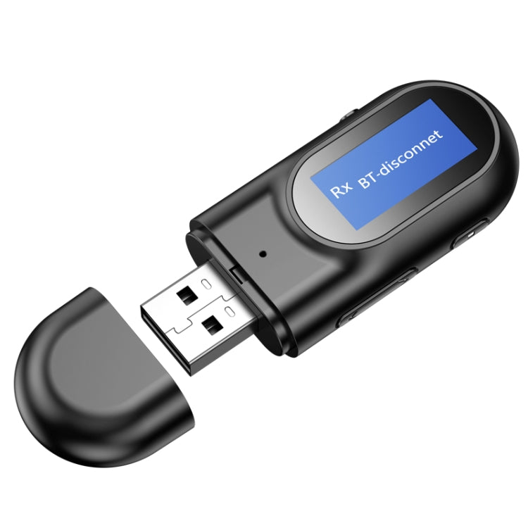 مستقبل ومرسل بلوتوث USB 5.0 T17 2 في 1 محول صوت مع شاشة LCD للكمبيوتر والتلفاز والسيارة 3.5 مم AUX، الإصدار 5.0