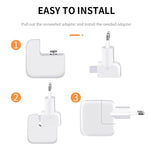 2 PCS XJ01 Power Adapter for iPad 10W 12W Charger & MacBook Series Charger, EU Plug, EU Plug