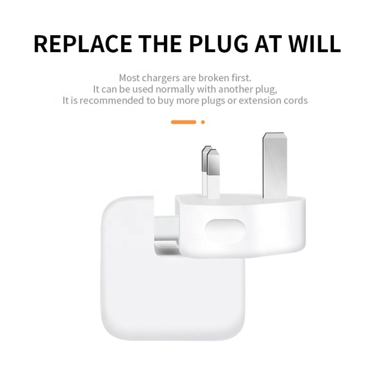2 قطعة محول طاقة XJ01 لشاحن iPad 10W 12W وشاحن سلسلة MacBook، قابس المملكة المتحدة، قابس المملكة المتحدة