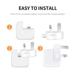 2 قطعة محول طاقة XJ01 لشاحن iPad 10W 12W وشاحن سلسلة MacBook، قابس المملكة المتحدة، قابس المملكة المتحدة