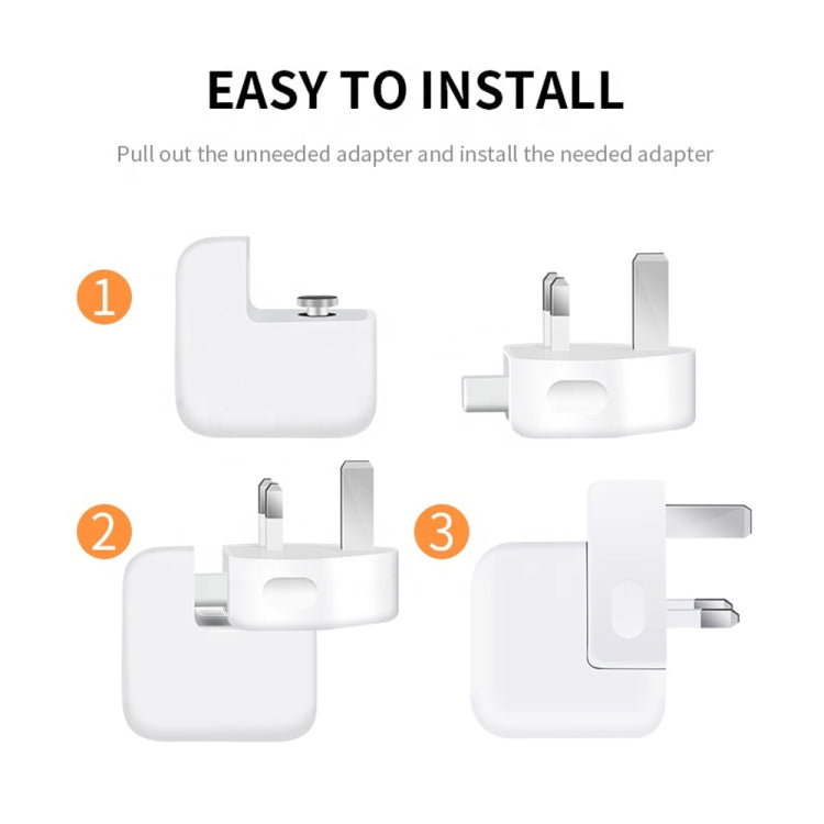 2 قطعة محول طاقة XJ01 لشاحن iPad 10W 12W وشاحن سلسلة MacBook، قابس المملكة المتحدة، قابس المملكة المتحدة