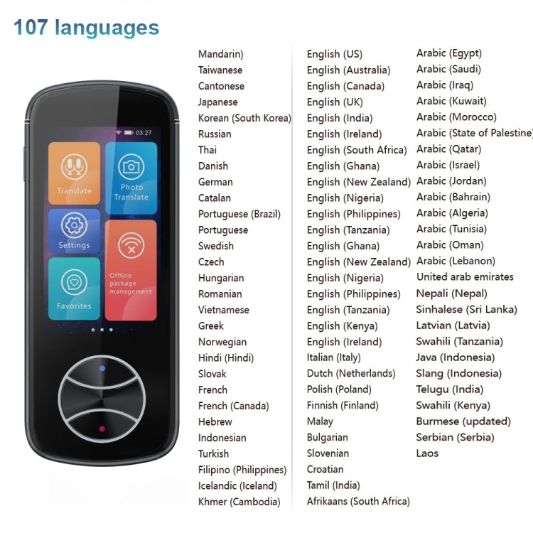 V10 مترجم ذكي بشاشة لمس 3.0 بوصة يدعم 107 لغات مع ترجمة بدون اتصال وترجمة الصور