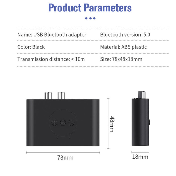 مستقبل صوت بلوتوث 5.0 B21 مخرج AUX وRCA وتشغيل من ذاكرة USB