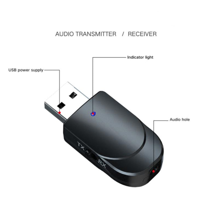 محول بلوتوث USB 5.0 KN330 2 في 1 مستقبل ومرسل لاسلكي للكمبيوتر والتلفاز والسيارة