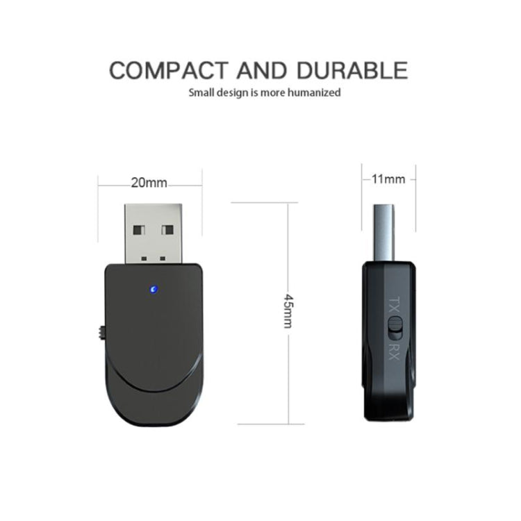 محول بلوتوث USB 5.0 KN330 2 في 1 مستقبل ومرسل لاسلكي للكمبيوتر والتلفاز والسيارة