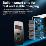شاحن سريع F002C QC3.0 USB + USB 2.0 مع شاشة رقمية LED وكابل بيانات USB إلى 8 دبابيس، قابس الولايات المتحدة، قابس الولايات المتحدة + كابل 8 دبابيس