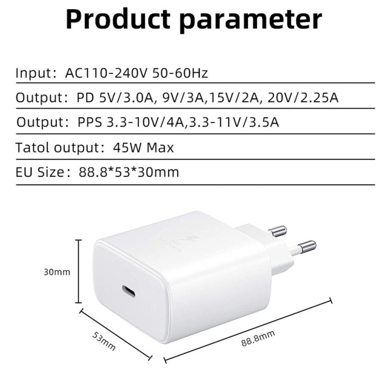 M135 45W USB-C / Type-C Port Fast Charger, EU Plug, EU Plug