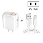 شاحن محمول صغير CS-20W PD3.0 + QC3.0 بمنافذ مزدوجة مع كابل بيانات USB إلى Type-C بقوة 3 أمبير، الشاحن + كابل USB إلى Type-C