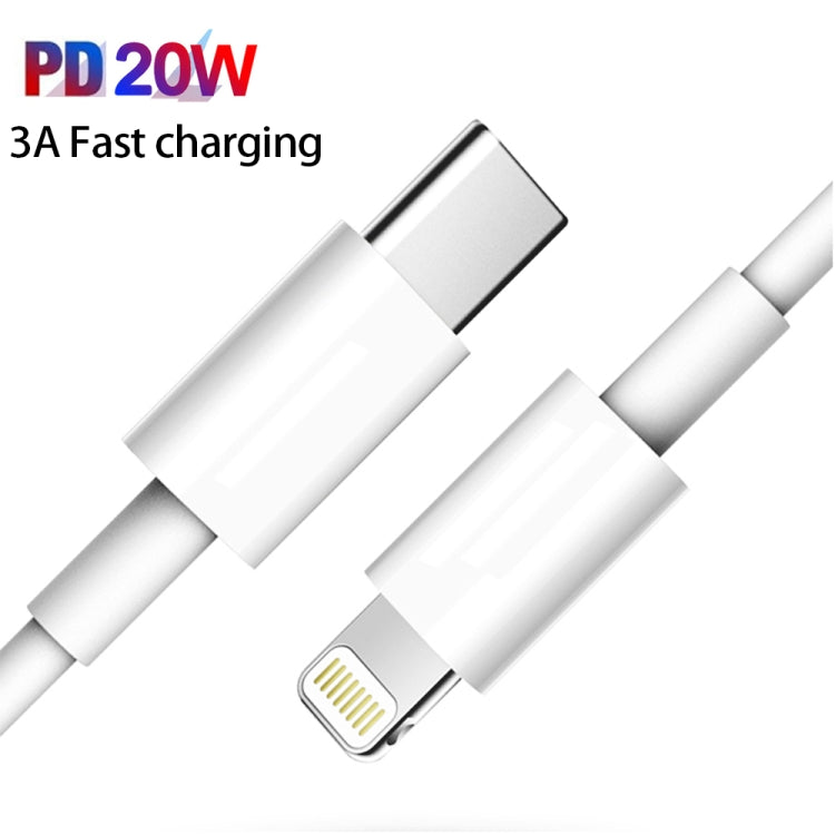 شاحن سريع محمول صغير CS-20W PD3.0 + QC3.0 بمنافذ مزدوجة مع كابل بيانات Type-C 3A إلى 8 بن، شاحن + كابل Type-C إلى 8 بن