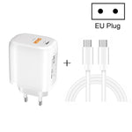 شاحن محمول صغير CS-20W PD3.0 + QC3.0 بمنافذ مزدوجة مع كابل بيانات Type-C إلى Type-C بقوة 3 أمبير، الشاحن + كابل Type-C إلى Type-C
