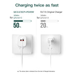 شاحن محمول صغير CS-20W PD3.0 + QC3.0 بمنافذ مزدوجة مع كابل بيانات Type-C إلى Type-C بقوة 3 أمبير، الشاحن + كابل Type-C إلى Type-C