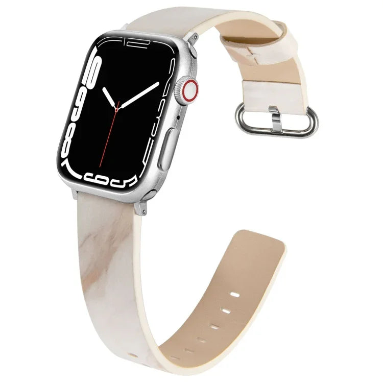 سوار جلد مرمر لسلسلة Apple Watch، 7 مقاس 41مم / 6&SE&5&4 مقاس 40مم / 3&2&1 مقاس 38مم، 7 مقاس 45مم / 6&SE&5&4 مقاس 44مم / 3&2&1 مقاس 42مم