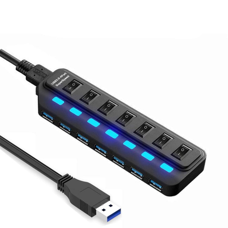 مقسم HUB USB 3.0 بسبعة منافذ مع تبديل مستقل، مقسم