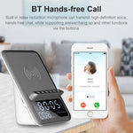 مكبر صوت بلوتوث متعدد الوظائف AEC BT512 بقوة 10 واط، شاحن لاسلكي، ساعة منبه إلكترونية مكتبية LED