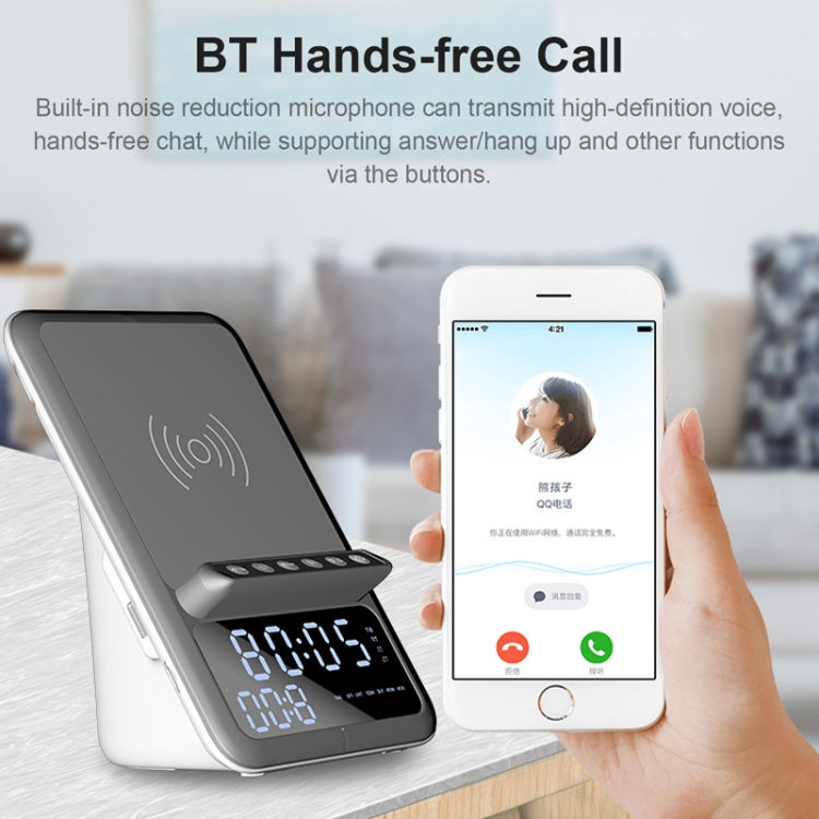 مكبر صوت بلوتوث متعدد الوظائف AEC BT512 بقوة 10 واط، شاحن لاسلكي، ساعة منبه إلكترونية مكتبية LED