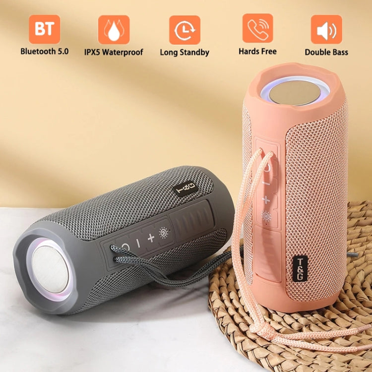 مكبر صوت موسيقى بلوتوث محمول خارجي مقاوم للماء T&G TG227 مع ضوء LED، يدعم FM / بطاقة TF / USB
