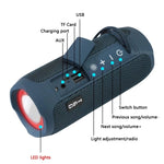 مكبر صوت موسيقى بلوتوث محمول خارجي مقاوم للماء T&G TG227 مع ضوء LED، يدعم FM / بطاقة TF / USB