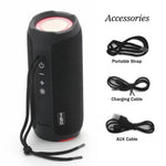 مكبر صوت موسيقى بلوتوث محمول خارجي مقاوم للماء T&G TG227 مع ضوء LED، يدعم FM / بطاقة TF / USB