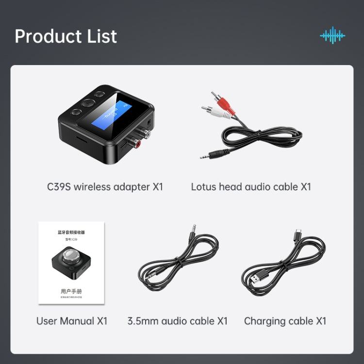 مستقبل ومرسل بلوتوث C39S محول صوت لاسلكي من RCA إلى 3.5 مم، C39S
