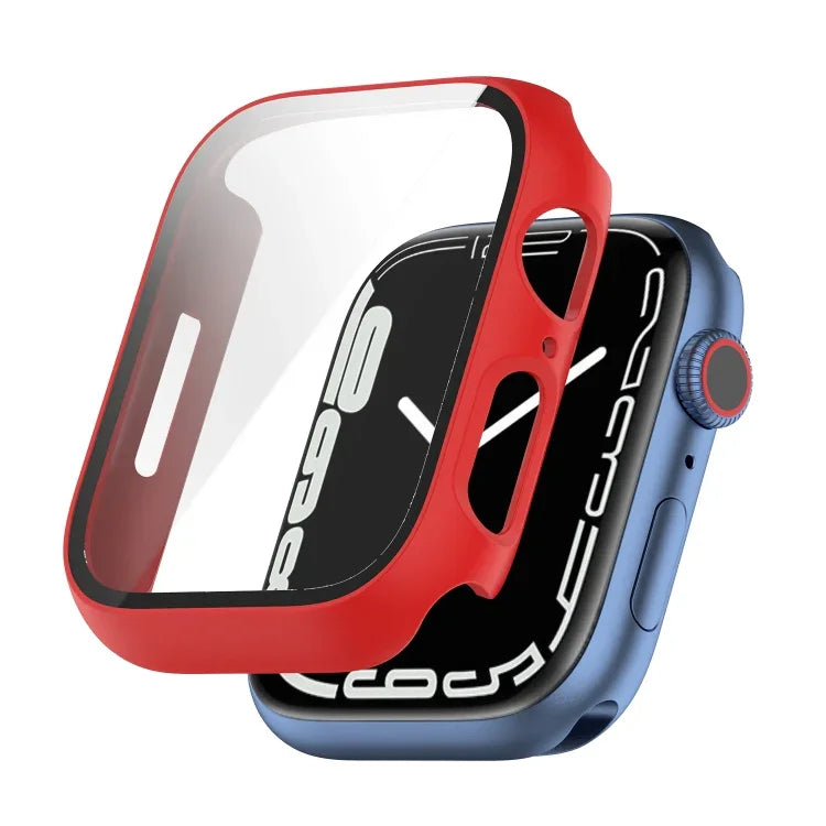 غطاء حماية مقاوم للصدمات من PC مع فيلم زجاج مقسّى، لسلسلة Apple Watch 9 / 8 / 7 مقاس 45مم، لسلسلة Apple Watch 9 / 8 / 7 مقاس 41مم