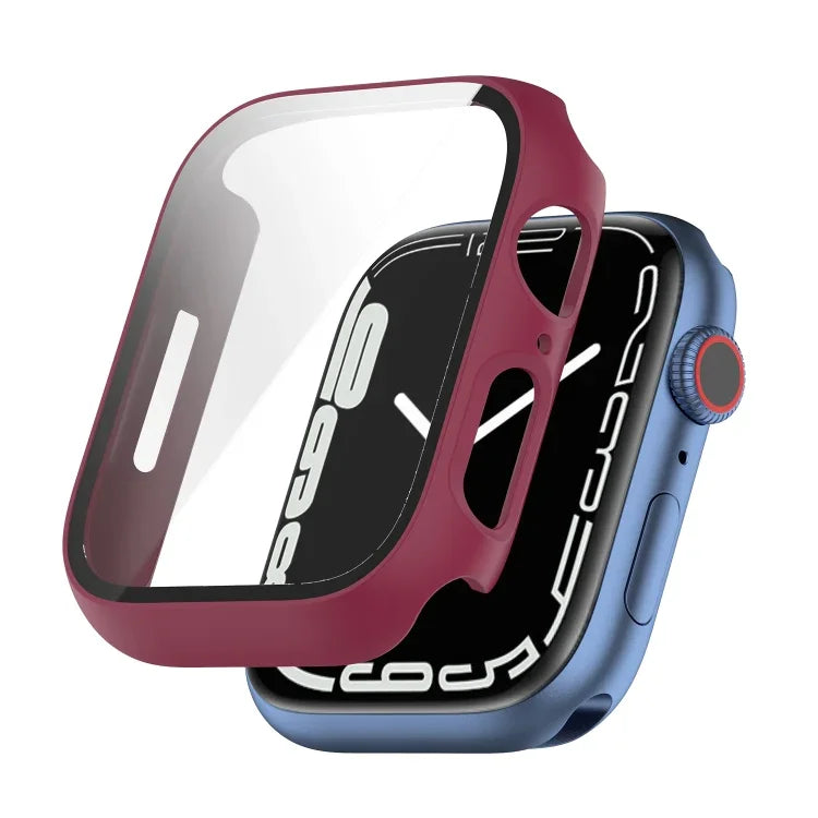 غطاء حماية مقاوم للصدمات من PC مع فيلم زجاج مقسّى، لسلسلة Apple Watch 9 / 8 / 7 مقاس 45مم، لسلسلة Apple Watch 9 / 8 / 7 مقاس 41مم