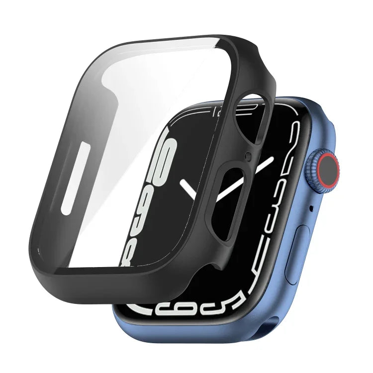 غطاء حماية مقاوم للصدمات من PC مع فيلم زجاج مقسّى، لسلسلة Apple Watch 9 / 8 / 7 مقاس 45مم، لسلسلة Apple Watch 9 / 8 / 7 مقاس 41مم