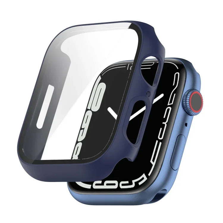 غطاء حماية مقاوم للصدمات من PC مع فيلم زجاج مقسّى، لسلسلة Apple Watch 9 / 8 / 7 مقاس 45مم، لسلسلة Apple Watch 9 / 8 / 7 مقاس 41مم