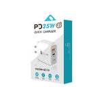 شاحن سريع بورت مزدوج PD25W USB-C / Type-C + QC3.0 USB، قابس الولايات المتحدة، قابس الولايات المتحدة
