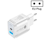 شاحن سريع بورت مزدوج PD25W USB-C / Type-C + QC3.0 USB، قابس الاتحاد الأوروبي، قابس الاتحاد الأوروبي