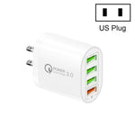 شاحن متعدد المنافذ QC-04 QC3.0 + 3 × USB 2.0 للهواتف المحمولة والأجهزة اللوحية، قابس الولايات المتحدة، قابس الولايات المتحدة