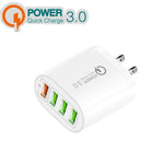 شاحن متعدد المنافذ QC-04 QC3.0 + 3 × USB 2.0 للهواتف المحمولة والأجهزة اللوحية، قابس الولايات المتحدة، قابس الولايات المتحدة