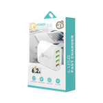 شاحن متعدد المنافذ QC-04 QC3.0 + 3 × USB 2.0 للهواتف المحمولة والأجهزة اللوحية، قابس الولايات المتحدة، قابس الولايات المتحدة